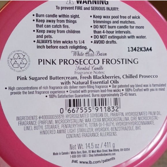 Bath & Body Works Glass Lid Pink Prosecco Frosting Candle - Picture 3 of 3